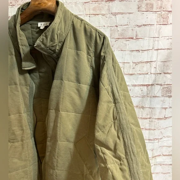 POL Olive Green Quilted Lightweight Bomber Jacket Size Large - Picture 4 of 5